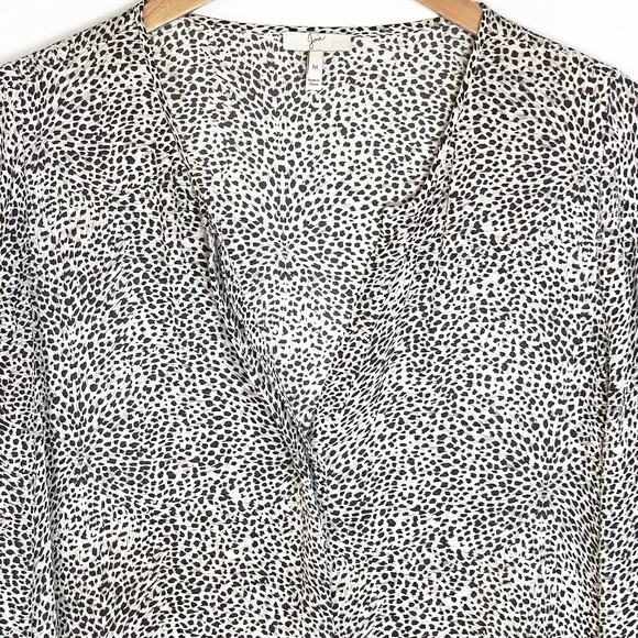 JOIE Women’s Silk Purine White and Black Long Sleeve Button Up Top - Picture 2 of 5